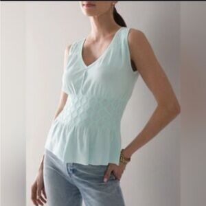 White House Black Market Sleeveless Mix Stitch Peplum Top